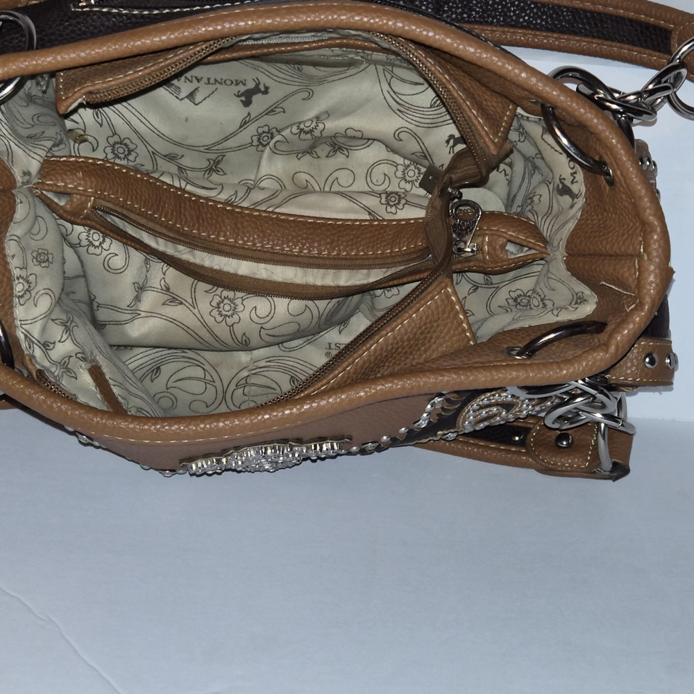 Montana West Brown and Black Cross Embellished Bag Set - Picture 4 of 7